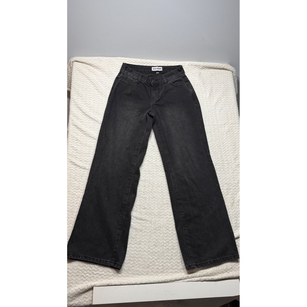 Disclosure Womens Black Wash Wide Leg Jeans 1980 Graphic Back Pocket Size 3/26